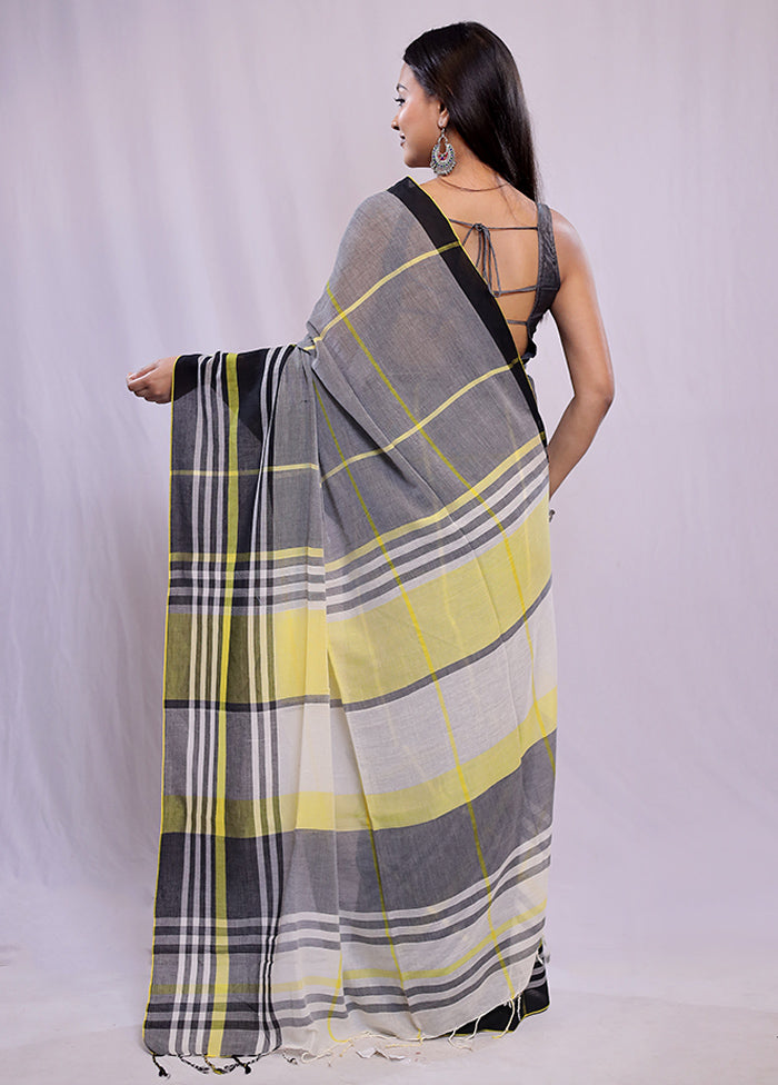 Grey Khadi Cotton Saree With Blouse Piece - Indian Silk House Agencies