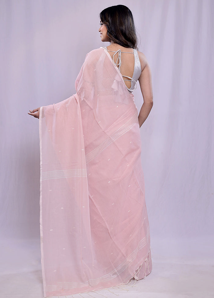 Pink Khadi Cotton Saree With Blouse Piece - Indian Silk House Agencies