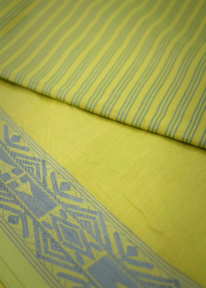 Yellow Khadi Cotton Saree With Blouse Piece - Indian Silk House Agencies