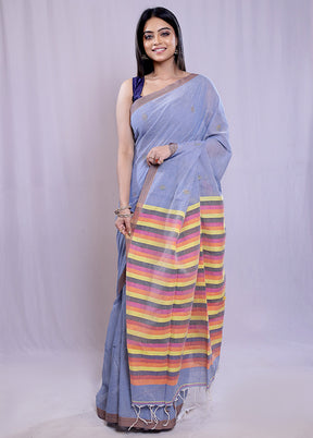 Grey Khadi Cotton Saree With Blouse Piece - Indian Silk House Agencies