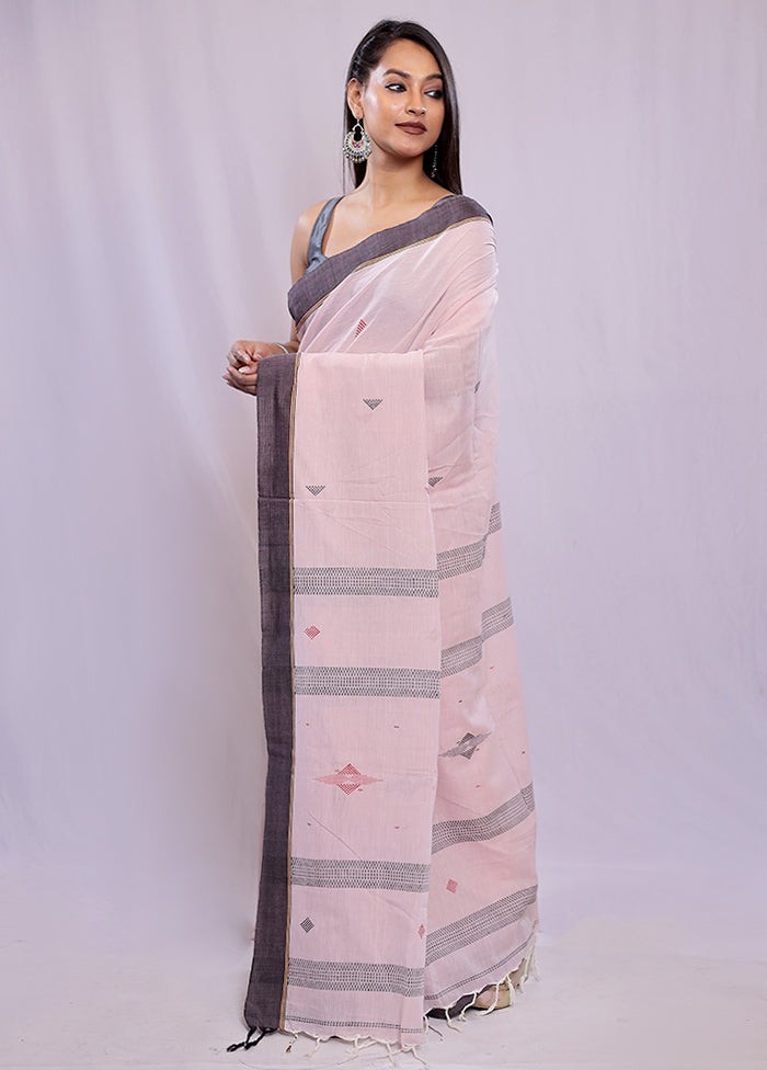 Pink Khadi Cotton Saree With Blouse Piece - Indian Silk House Agencies