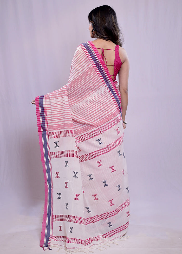 Cream Khadi Cotton Saree With Blouse Piece - Indian Silk House Agencies