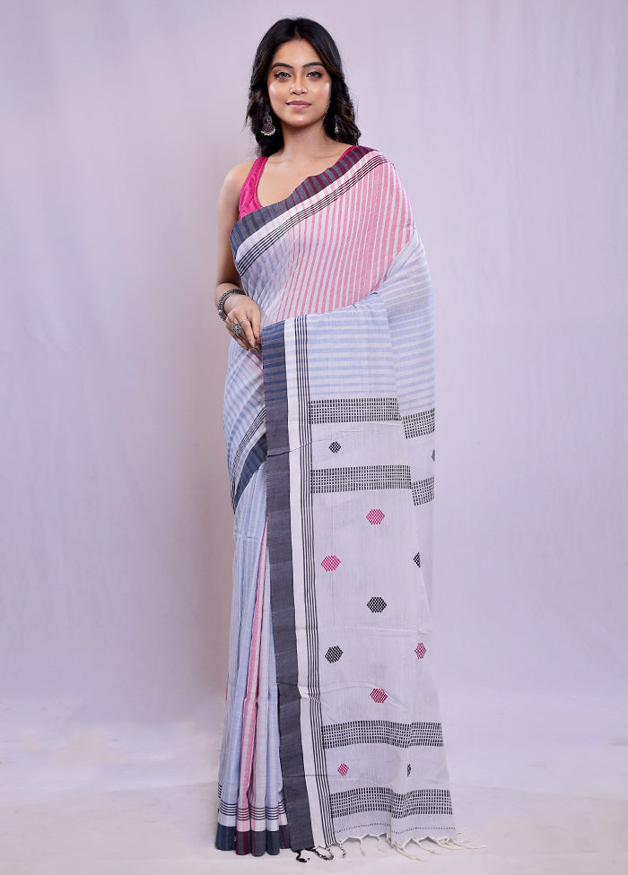 Cream Khadi Cotton Saree With Blouse Piece - Indian Silk House Agencies