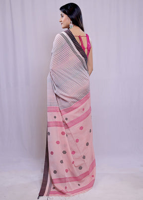 Pink Khadi Cotton Saree With Blouse Piece - Indian Silk House Agencies