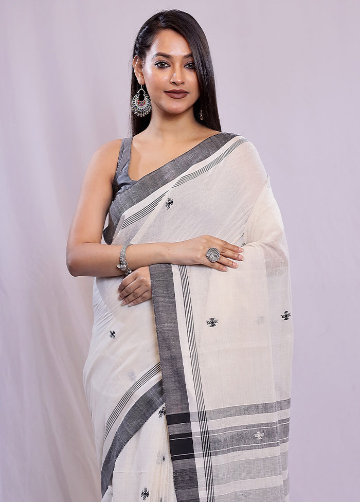 Cream Khadi Cotton Saree With Blouse Piece - Indian Silk House Agencies