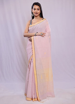 Pink Khadi Cotton Saree With Blouse Piece - Indian Silk House Agencies