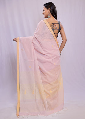 Pink Khadi Cotton Saree With Blouse Piece - Indian Silk House Agencies