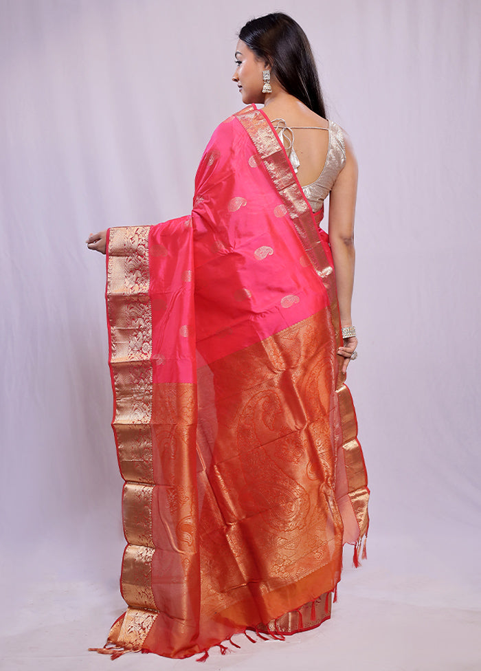 Pink Kanjivaram Silk Saree With Blouse Piece - Indian Silk House Agencies