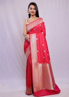 Pink Banarasi Silk Saree With Blouse Piece - Indian Silk House Agencies