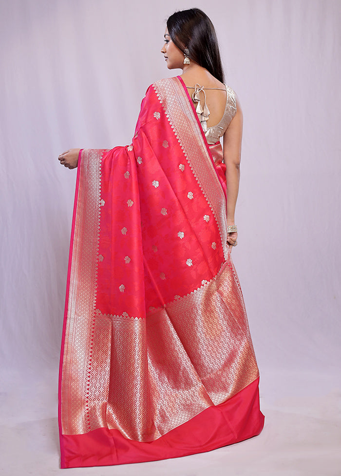 Pink Banarasi Silk Saree With Blouse Piece - Indian Silk House Agencies