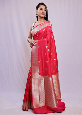 Pink Banarasi Silk Saree With Blouse Piece - Indian Silk House Agencies