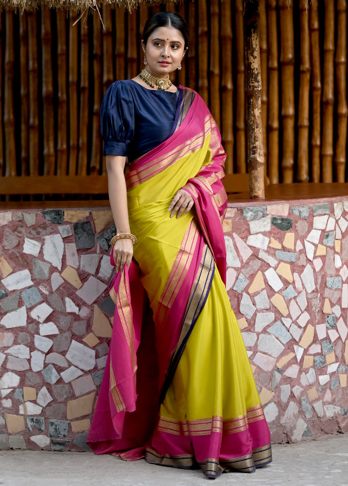 Green Crepe Zari Saree With Blouse Piece - Indian Silk House Agencies