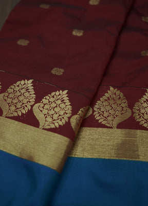 Maroon Kanjivaram Silk Saree With Blouse Piece - Indian Silk House Agencies