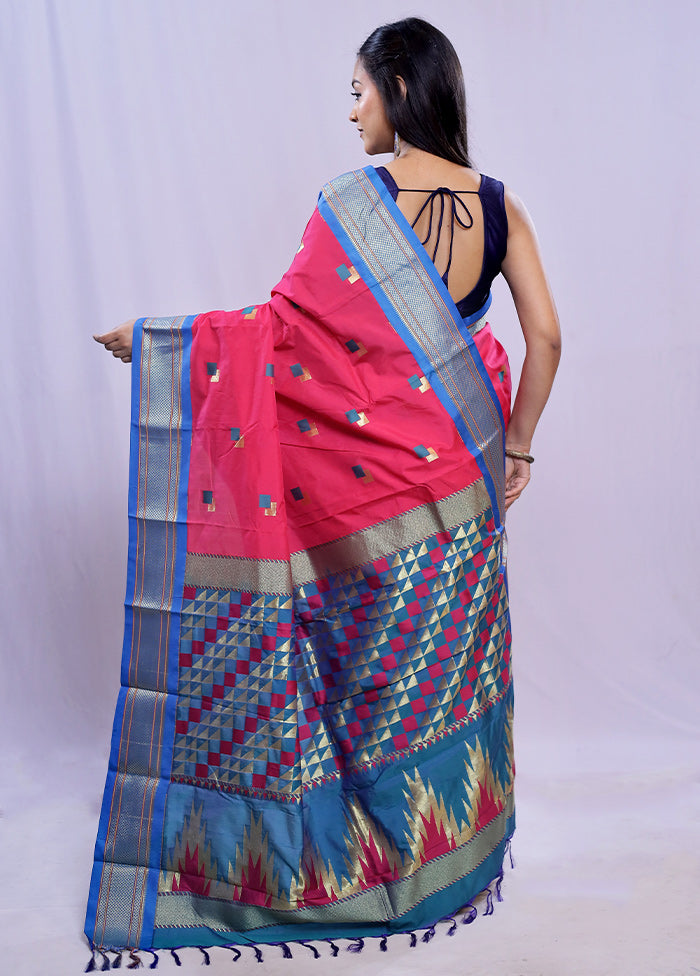 Pink Kanjivaram Silk Saree With Blouse Piece - Indian Silk House Agencies