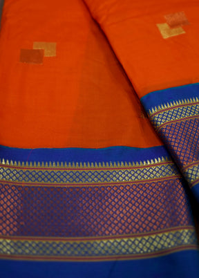 Rust Kanjivaram Silk Saree With Blouse Piece - Indian Silk House Agencies