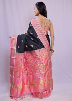 Black Kanjivaram Silk Saree With Blouse Piece - Indian Silk House Agencies