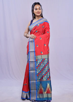 Red Kanjivaram Silk Saree With Blouse Piece - Indian Silk House Agencies