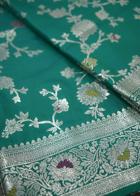 Green Dupion Silk Saree With Blouse Piece - Indian Silk House Agencies