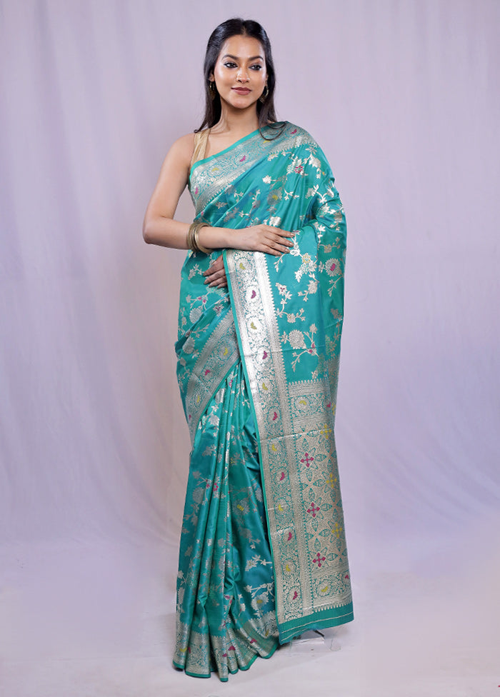 Green Dupion Silk Saree With Blouse Piece - Indian Silk House Agencies