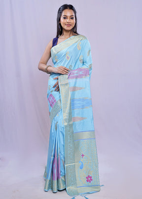 Multicolor Dupion Silk Saree With Blouse Piece - Indian Silk House Agencies