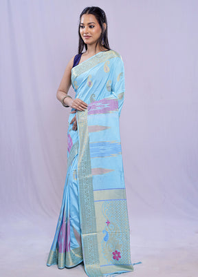 Multicolor Dupion Silk Saree With Blouse Piece - Indian Silk House Agencies