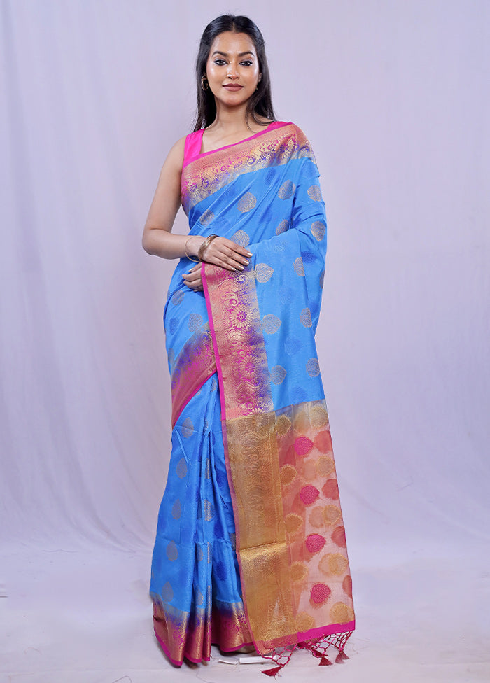 Multicolor Dupion Silk Saree With Blouse Piece - Indian Silk House Agencies