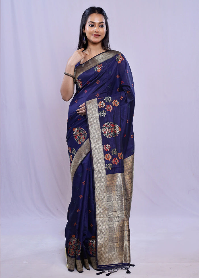 Multicolor Dupion Silk Saree With Blouse Piece - Indian Silk House Agencies