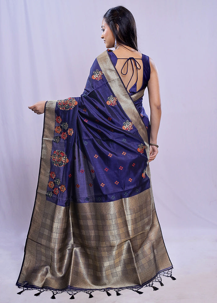 Multicolor Dupion Silk Saree With Blouse Piece - Indian Silk House Agencies