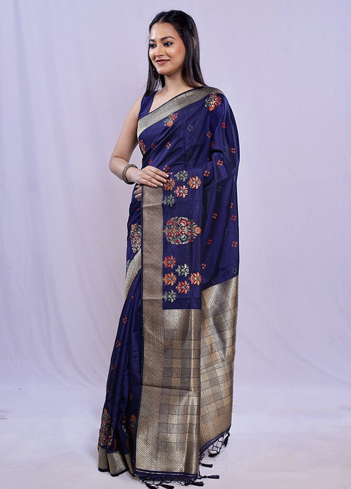 Multicolor Dupion Silk Saree With Blouse Piece - Indian Silk House Agencies