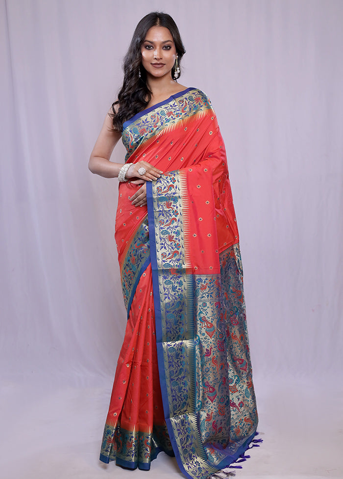 Red Kanjivaram Silk Saree With Blouse Piece - Indian Silk House Agencies