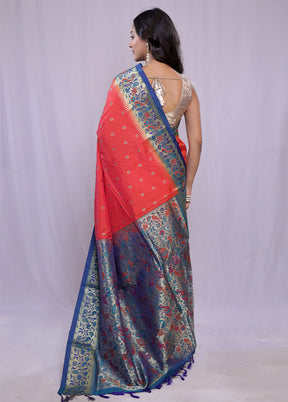 Red Kanjivaram Silk Saree With Blouse Piece - Indian Silk House Agencies