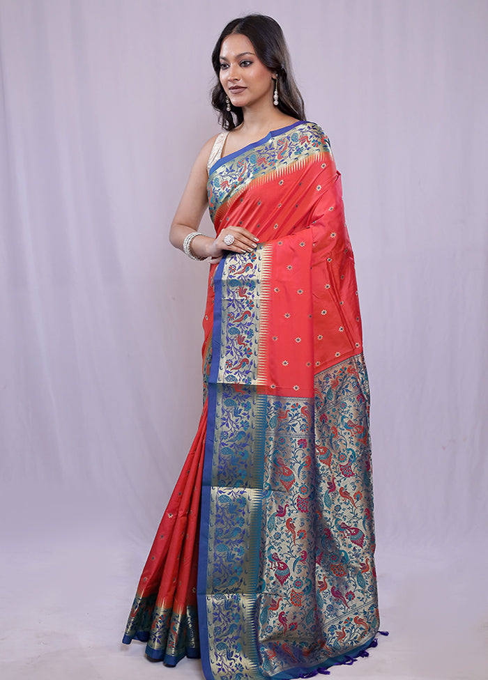 Red Kanjivaram Silk Saree With Blouse Piece - Indian Silk House Agencies