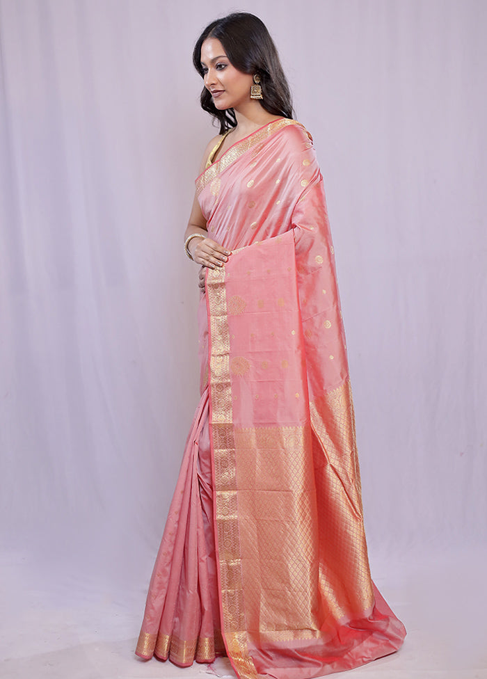 Pink Kanjivaram Silk Saree With Blouse Piece - Indian Silk House Agencies