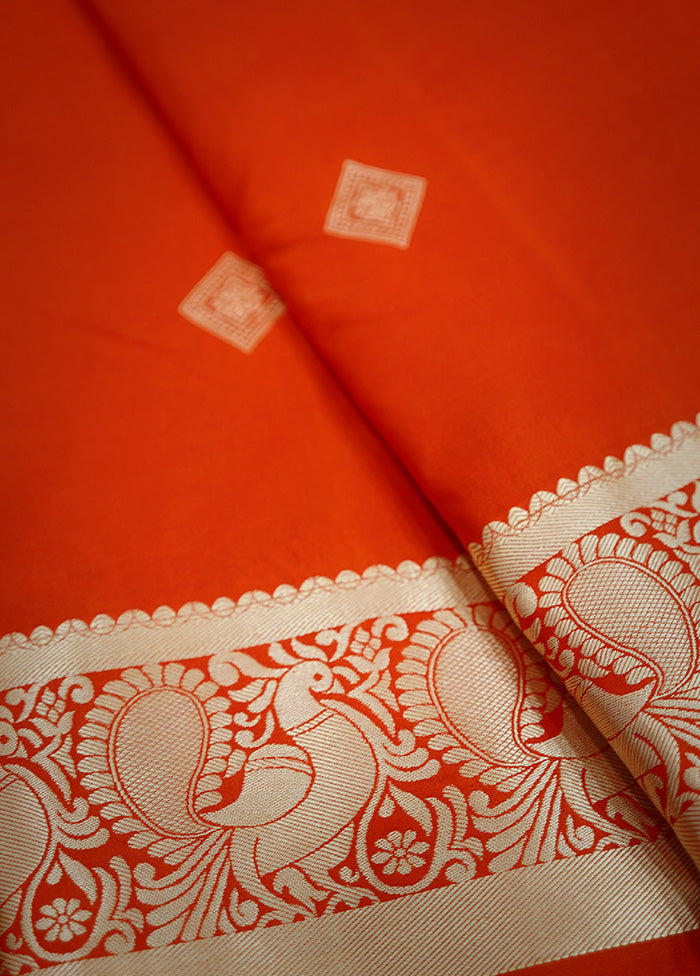 Rust Kanjivaram Silk Saree With Blouse Piece - Indian Silk House Agencies