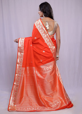 Rust Kanjivaram Silk Saree With Blouse Piece - Indian Silk House Agencies