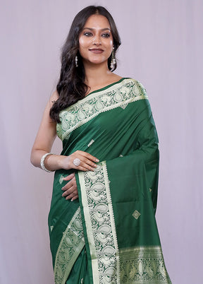 Green Kanjivaram Silk Saree With Blouse Piece - Indian Silk House Agencies