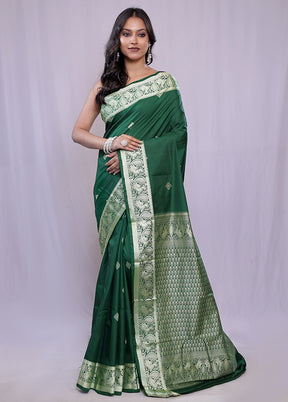 Green Kanjivaram Silk Saree With Blouse Piece - Indian Silk House Agencies