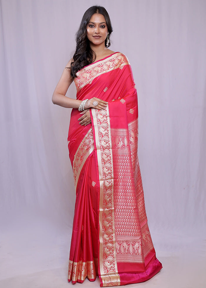 Pink Kanjivaram Silk Saree With Blouse Piece - Indian Silk House Agencies