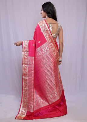 Pink Kanjivaram Silk Saree With Blouse Piece - Indian Silk House Agencies