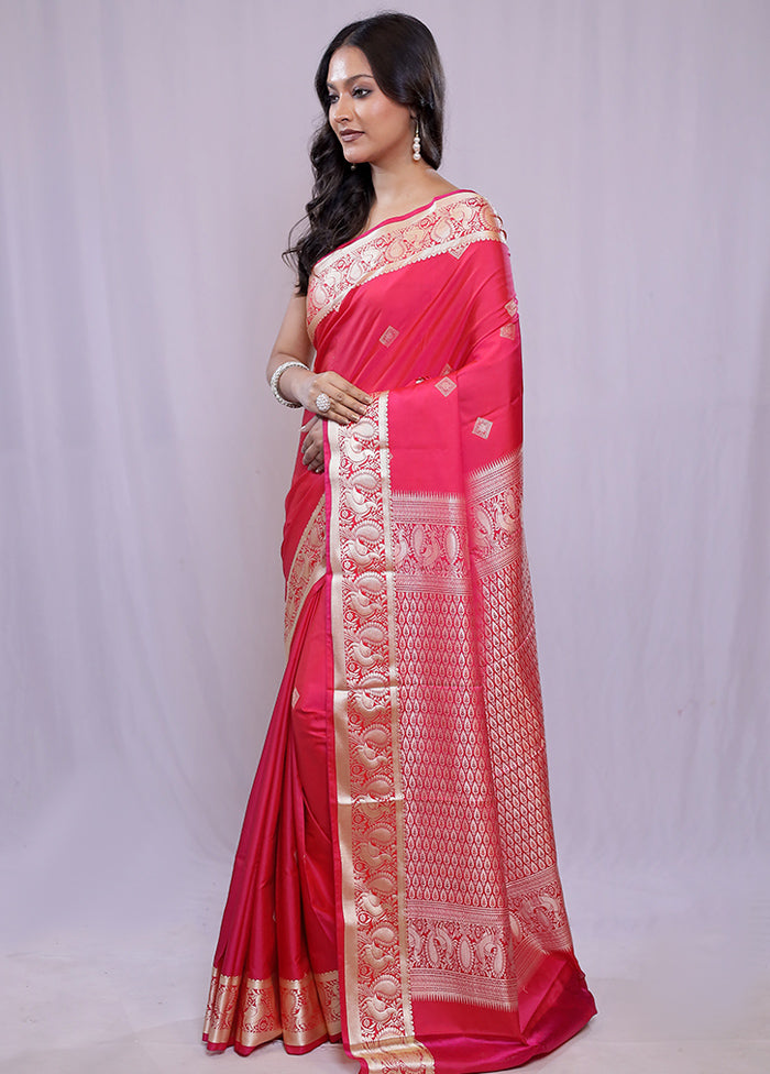 Pink Kanjivaram Silk Saree With Blouse Piece - Indian Silk House Agencies