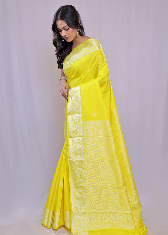 Yellow Kanjivaram Silk Saree With Blouse Piece - Indian Silk House Agencies