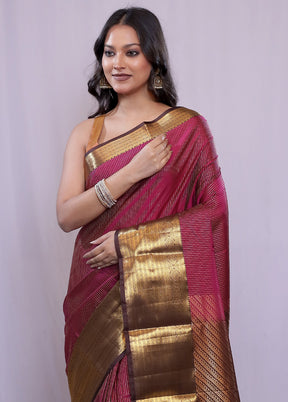 Purple Kanjivaram Silk Saree With Blouse Piece - Indian Silk House Agencies