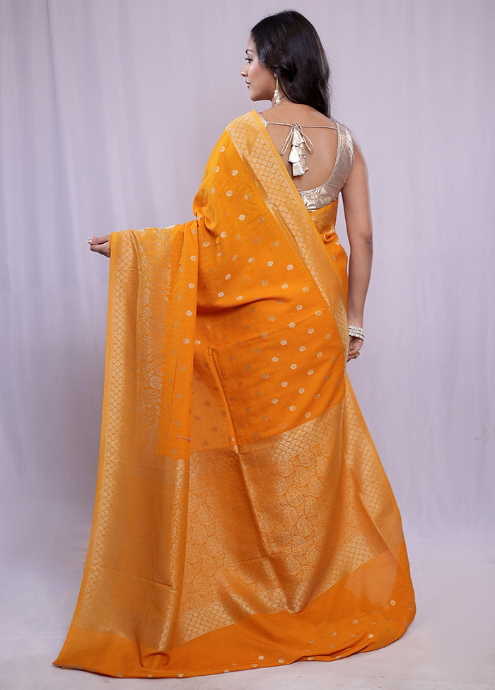 Yellow Georgette Saree With Blouse Piece - Indian Silk House Agencies