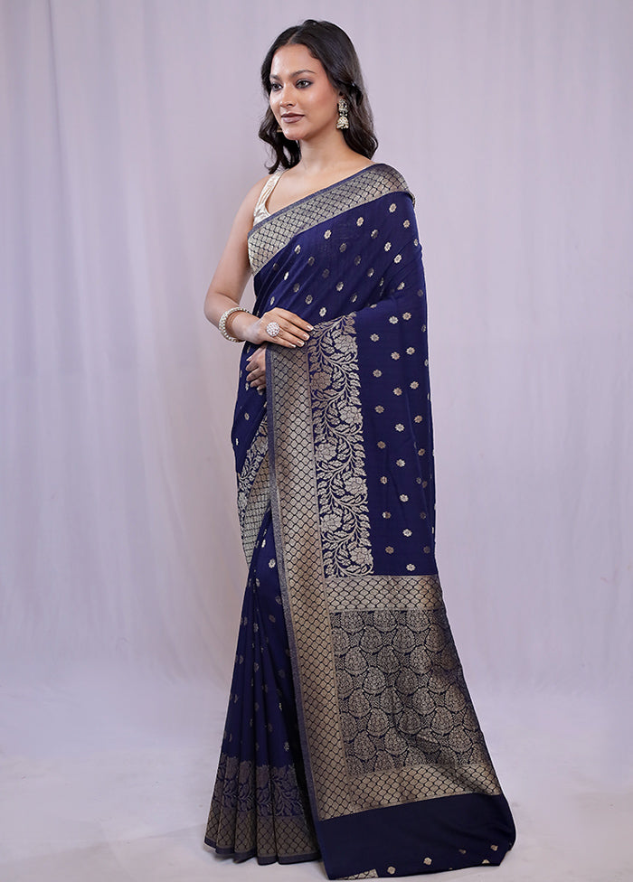 Blue Georgette Saree With Blouse Piece - Indian Silk House Agencies