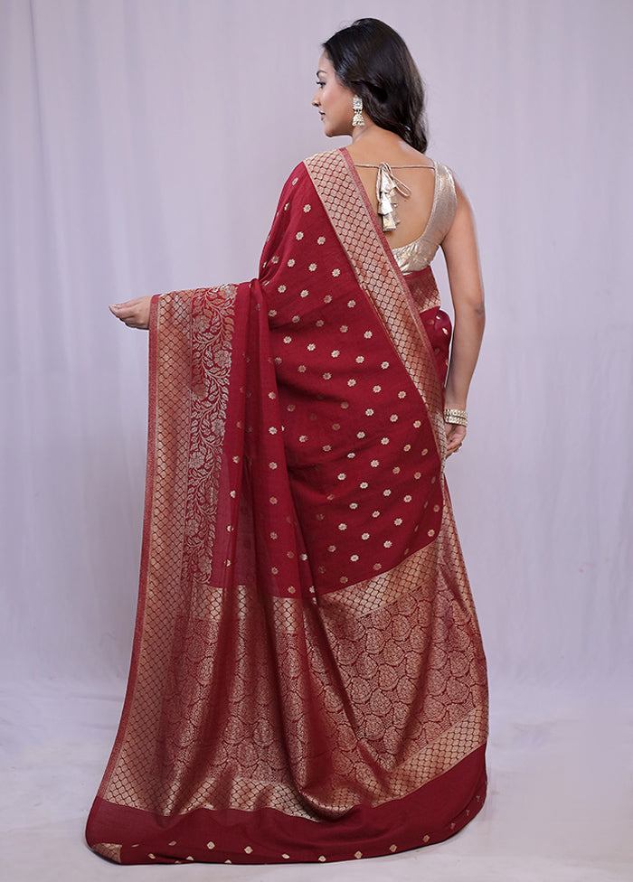 Maroon Georgette Saree With Blouse Piece - Indian Silk House Agencies