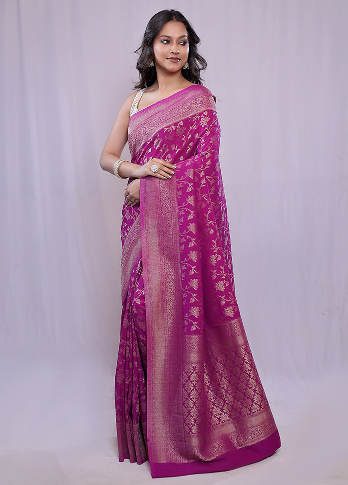 Purple Georgette Saree With Blouse Piece - Indian Silk House Agencies