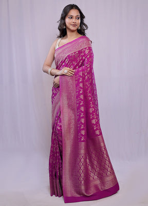 Purple Georgette Saree With Blouse Piece - Indian Silk House Agencies