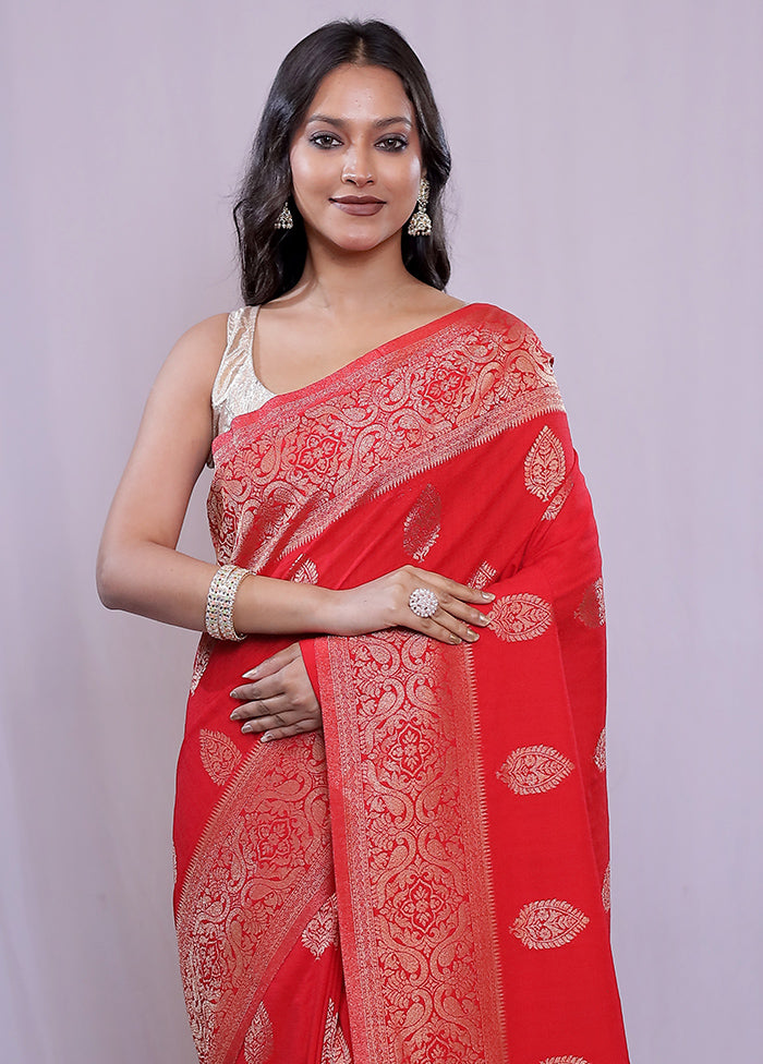 Red Georgette Saree With Blouse Piece - Indian Silk House Agencies