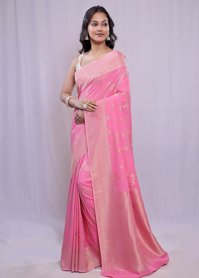 Pink Georgette Saree With Blouse Piece - Indian Silk House Agencies