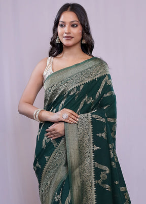 Green Georgette Saree With Blouse Piece - Indian Silk House Agencies